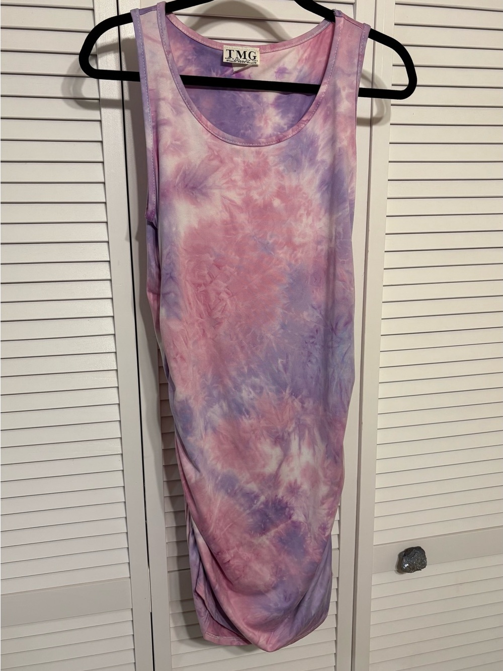 TMG Pink & Lavender Tie-Dye Ruched Tank Dress